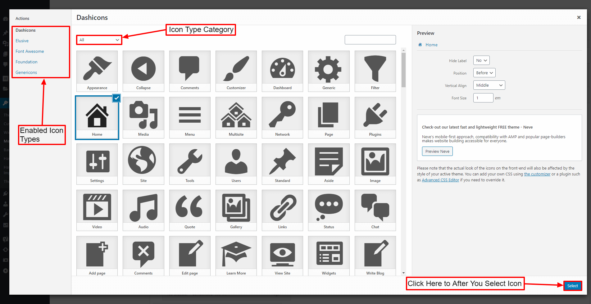 Add Icons on WordPress Menu