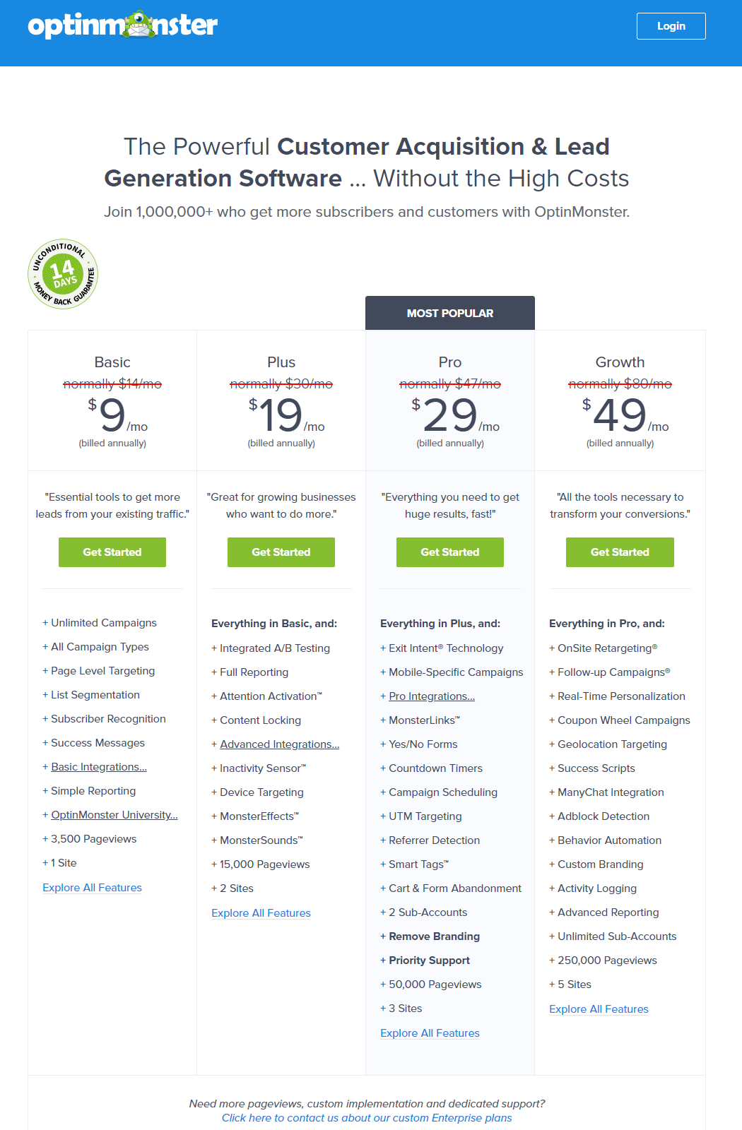 OptinMonster Pricing